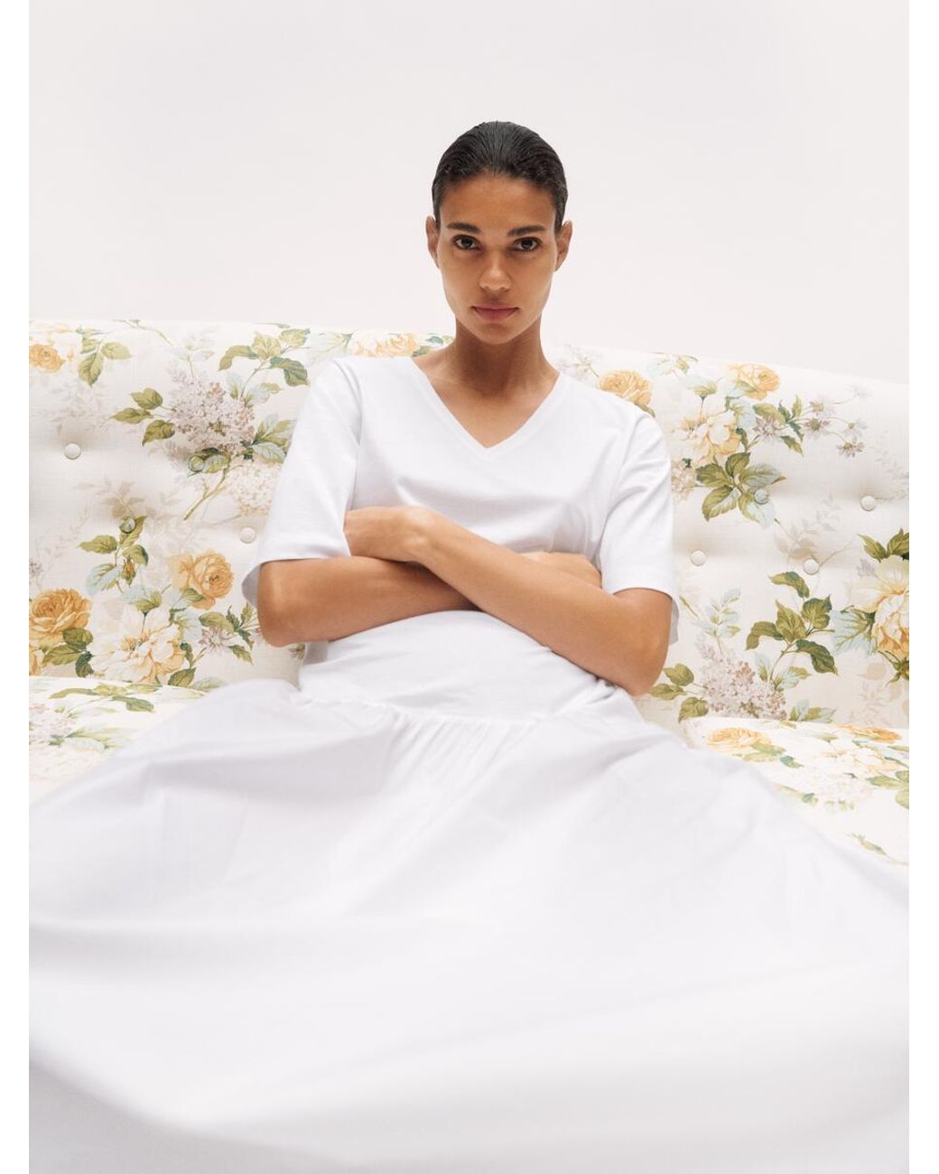 ARKET White V-Neck Midi Dress