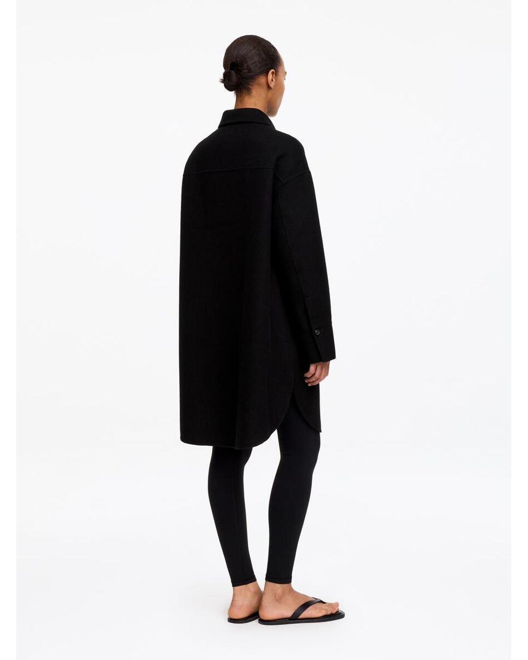 ARKET Black Doublé Wool-Blend Overshirt