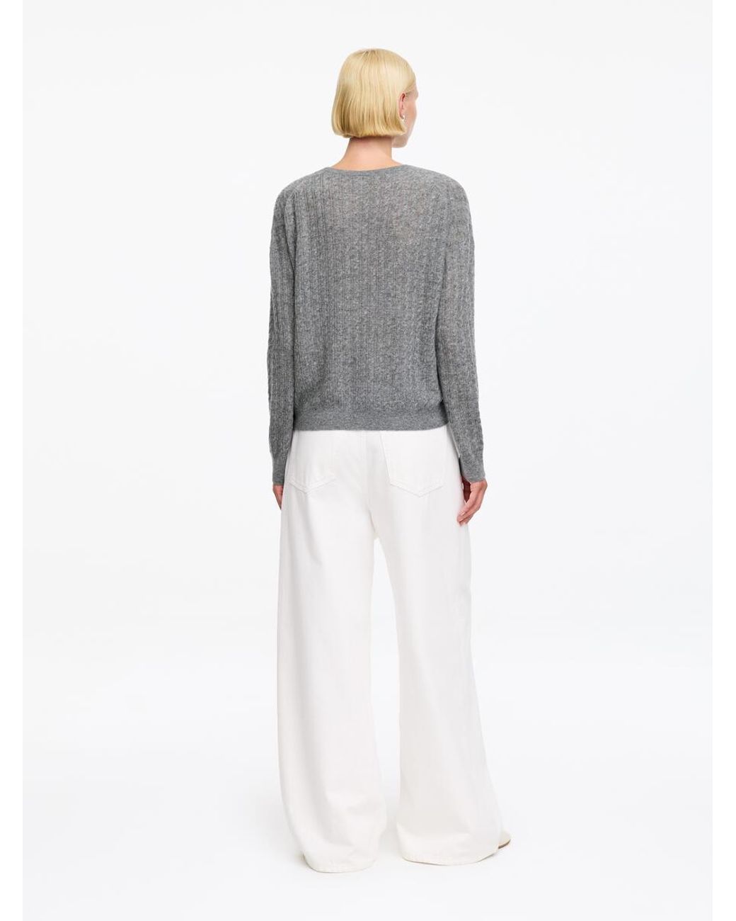 ARKET Gray Pure Cashmere Cable-Knit Jumper