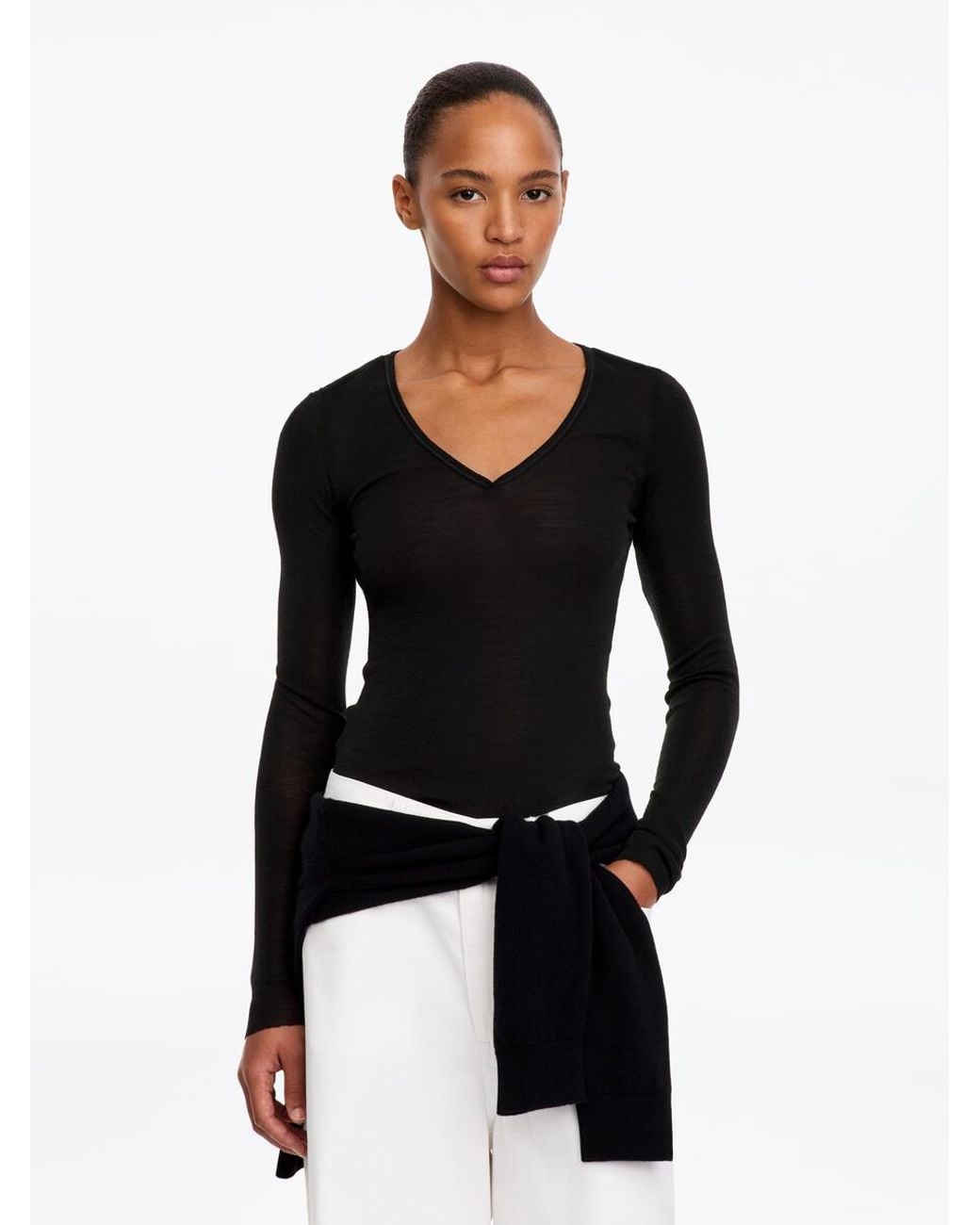 ARKET Black Wool Rib Top