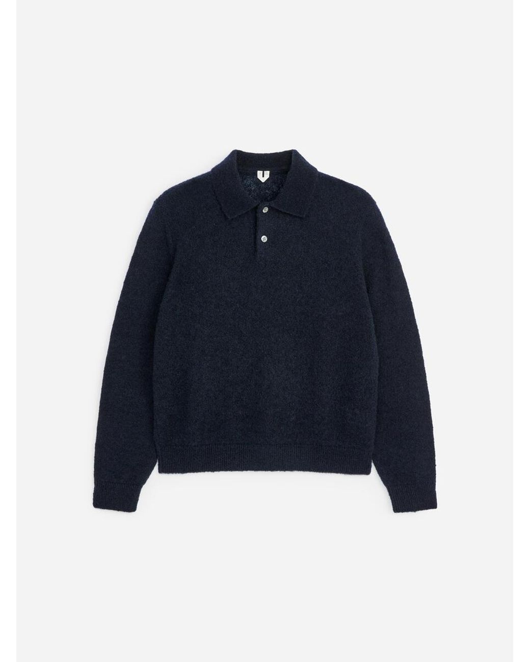 ARKET Blue Knitted Wool Blend Polo Shirt for men