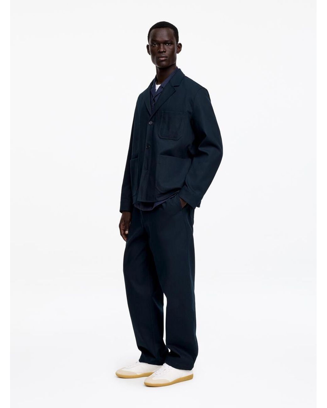 ARKET Blue Relaxed Cotton-Linen Blazer for men