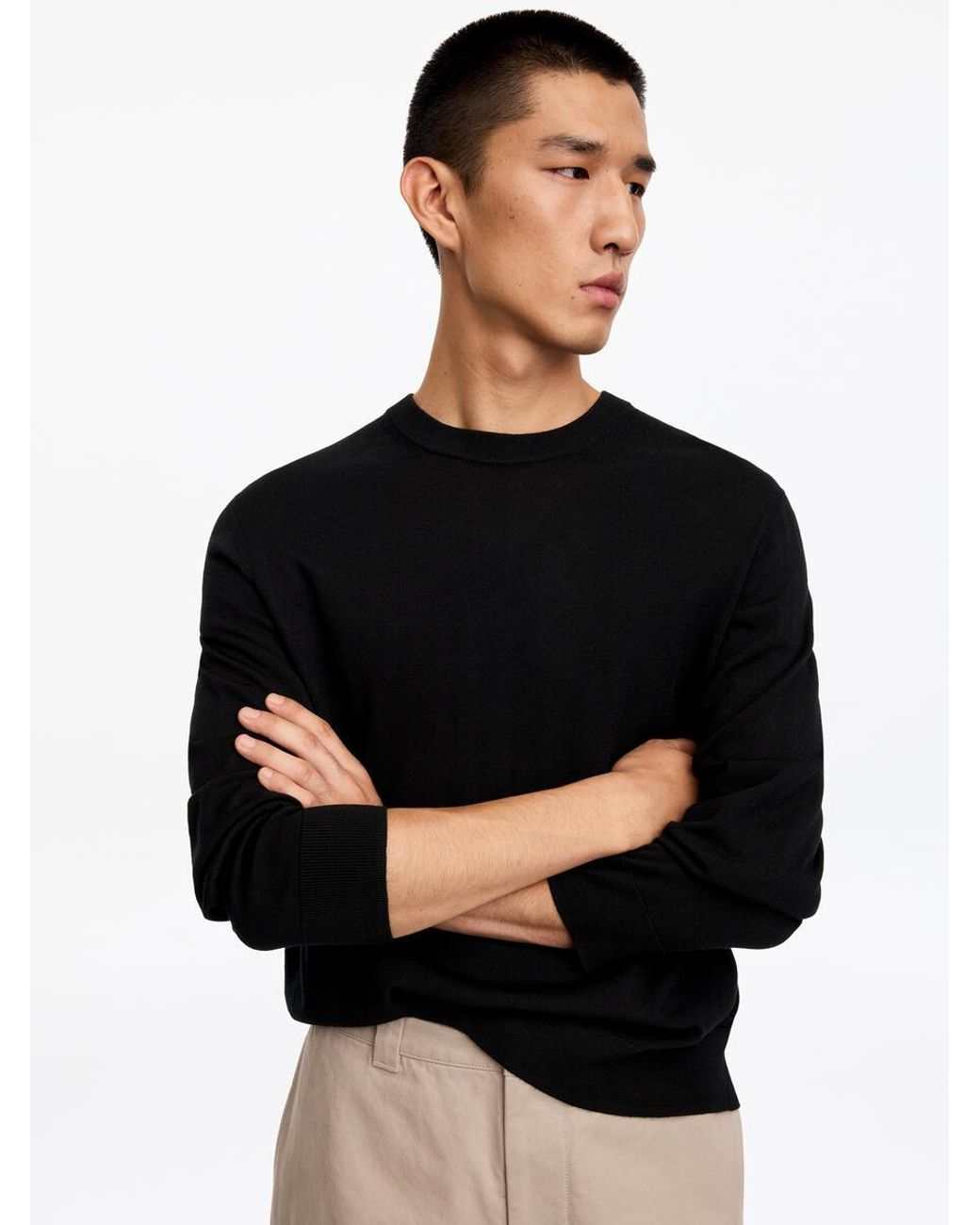 ARKET Black Fine Knit Merino Jumper for men