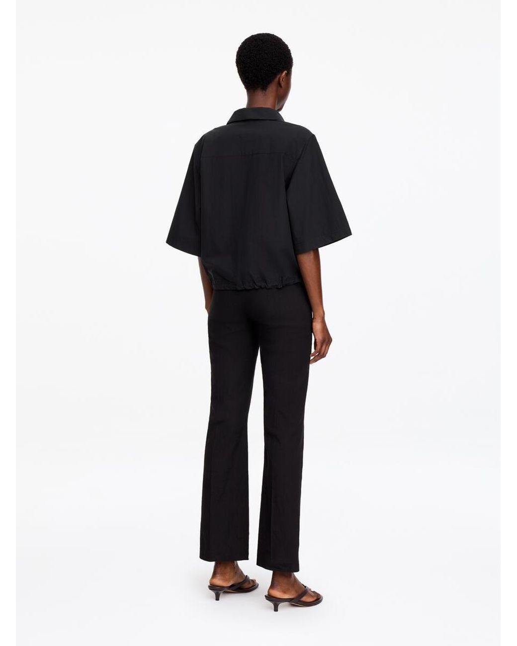ARKET Black Cotton Short-Sleeve Shirt