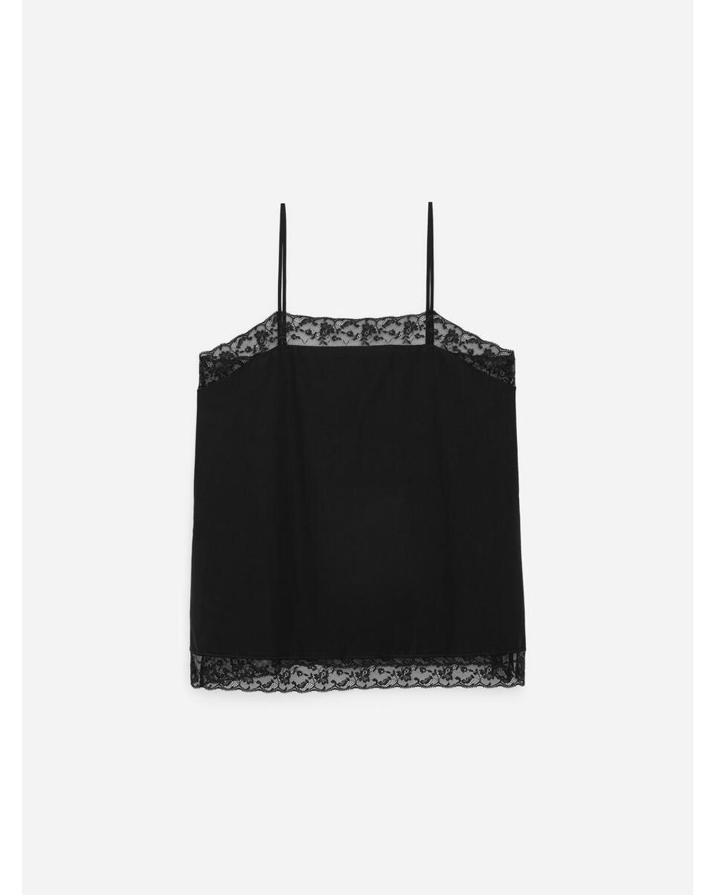 ARKET Black Lace-Trim Cotton Strap Top