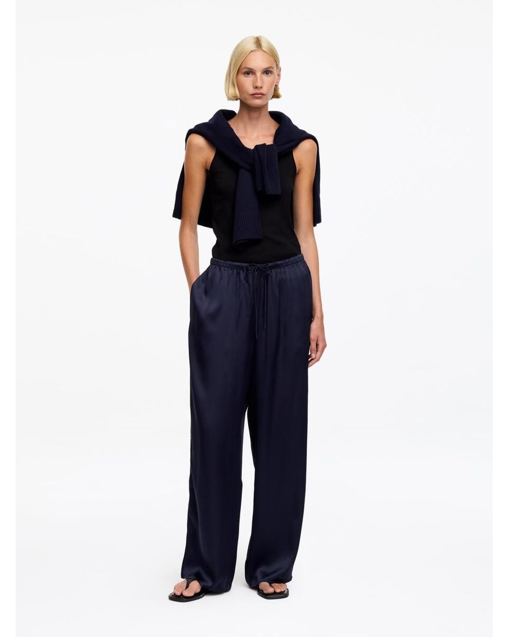 ARKET Blue Silk Satin Trousers