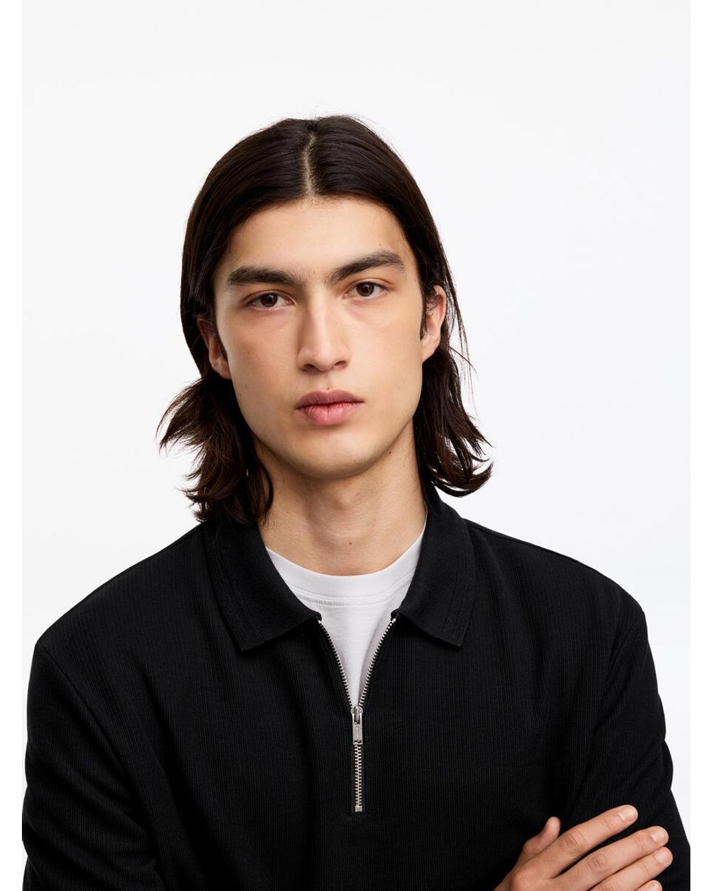ARKET Black Polo Zip Shirt for men
