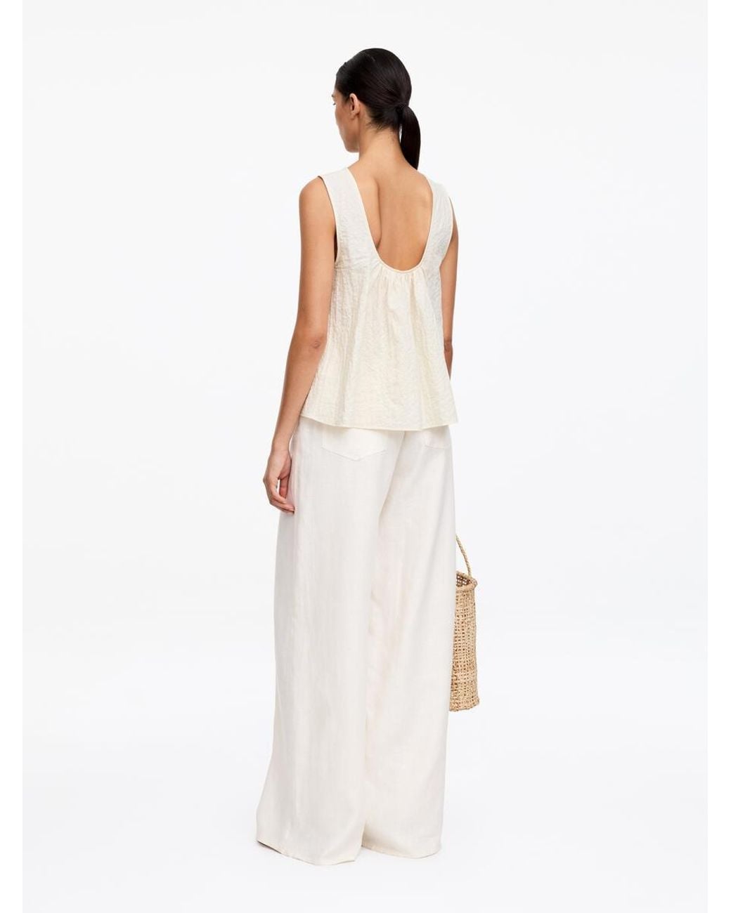 ARKET White Sleeveless Seersucker Top