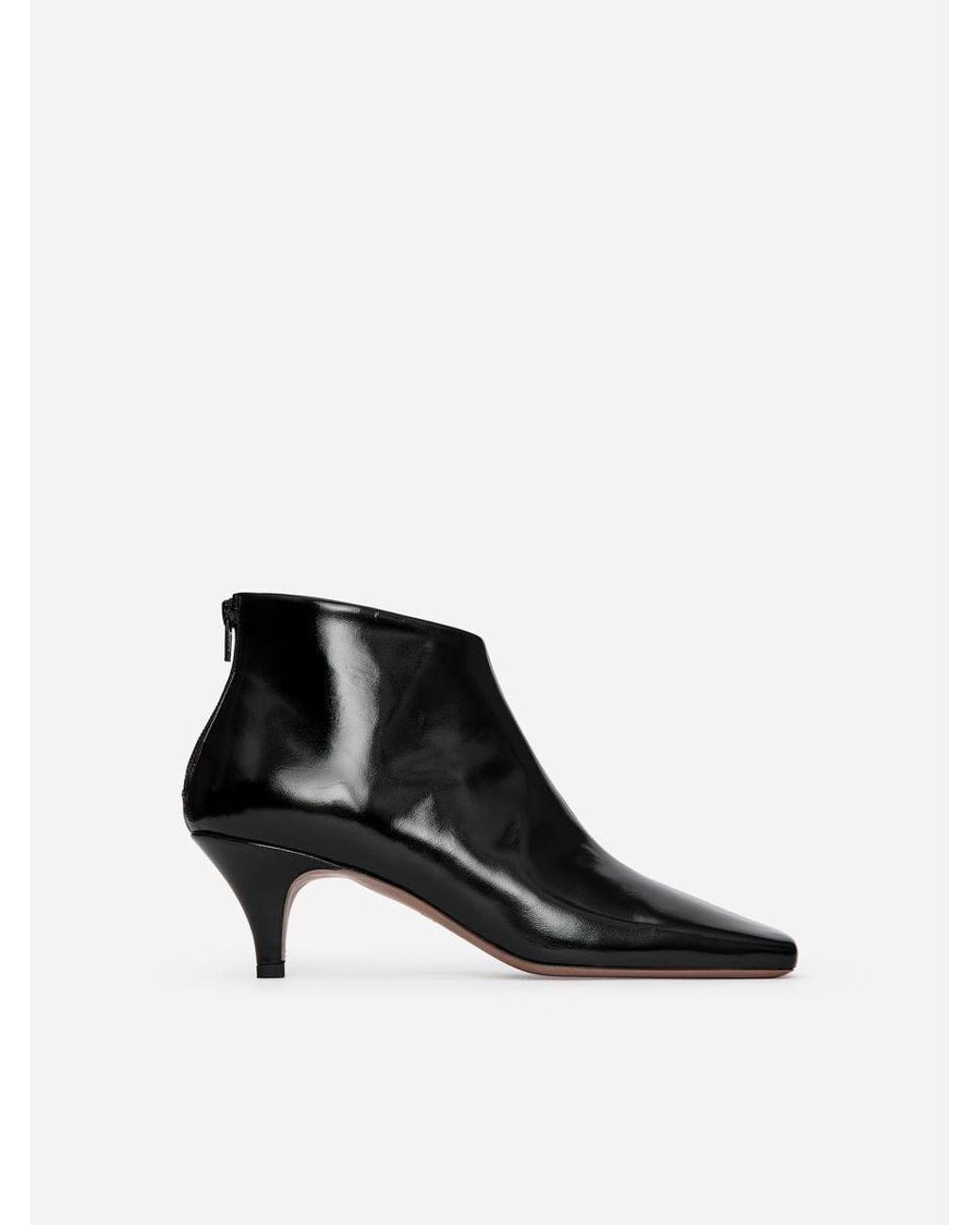ARKET Black Glossy Leather Ankle Boots