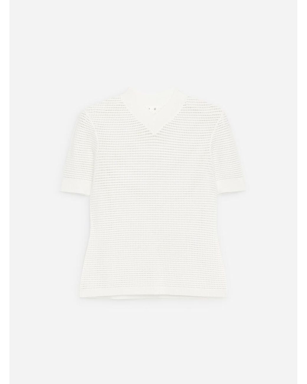 ARKET White Pointelle V-Neck Top