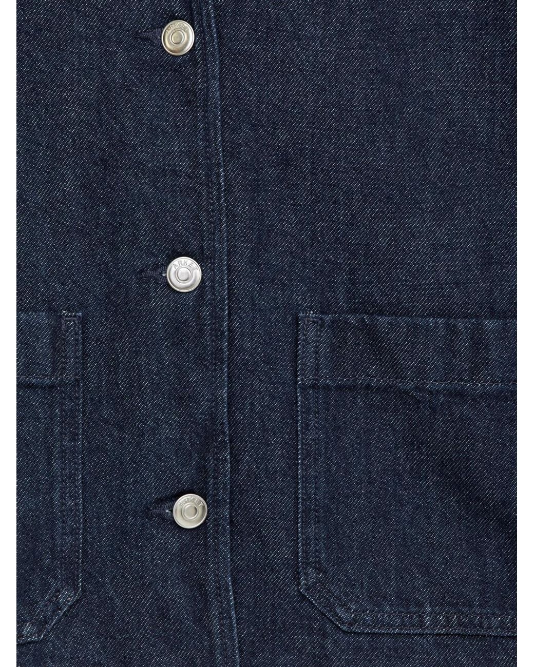 ARKET Blue Corduroy-Collar Denim Overshirt