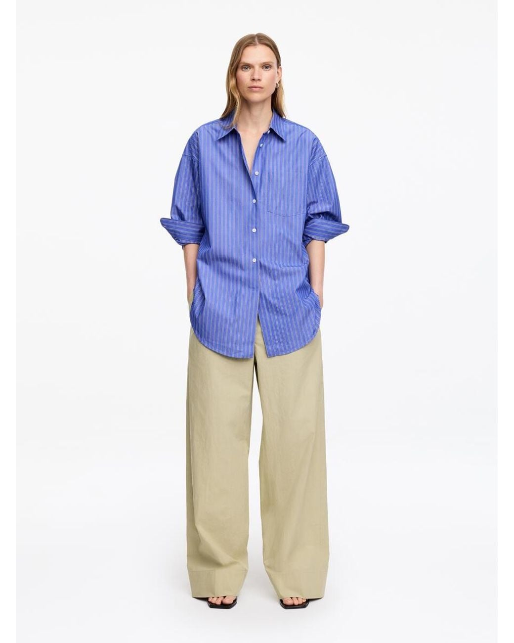 ARKET Blue Relaxed Cotton Trousers