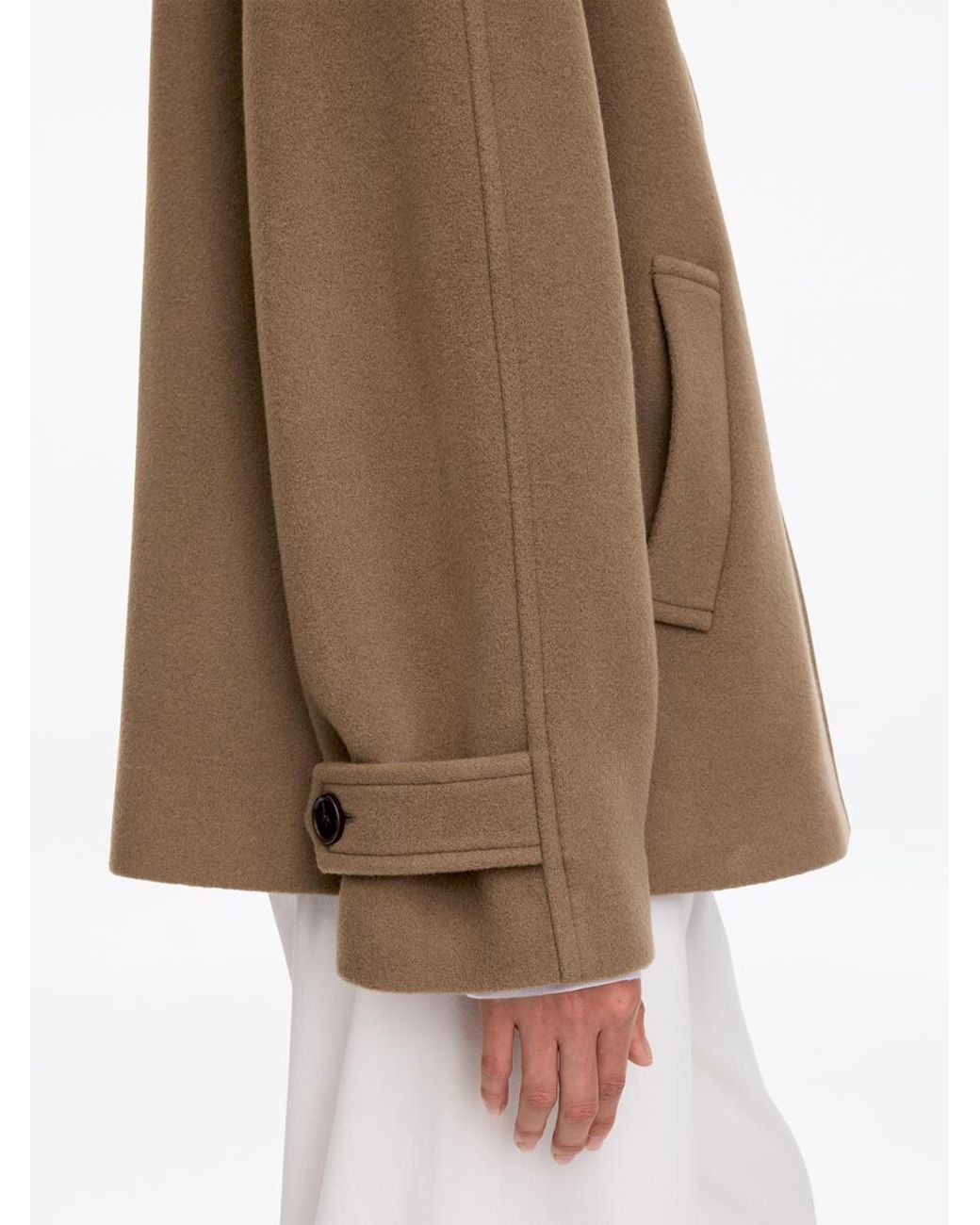 ARKET White Short Wool-Blend Duffle Jacket