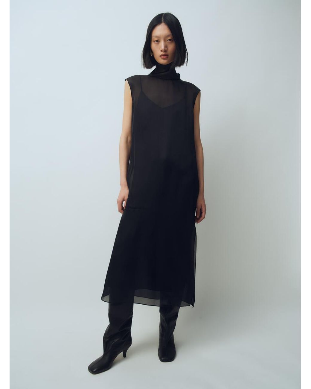 ARKET Black Slouchy Leather Knee Boots