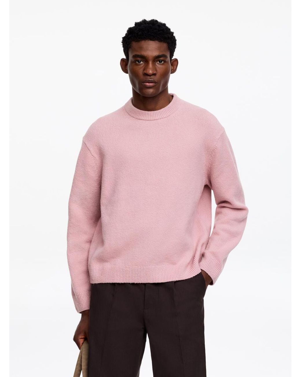 ARKET Pink Knitted Crewneck Jumper for men