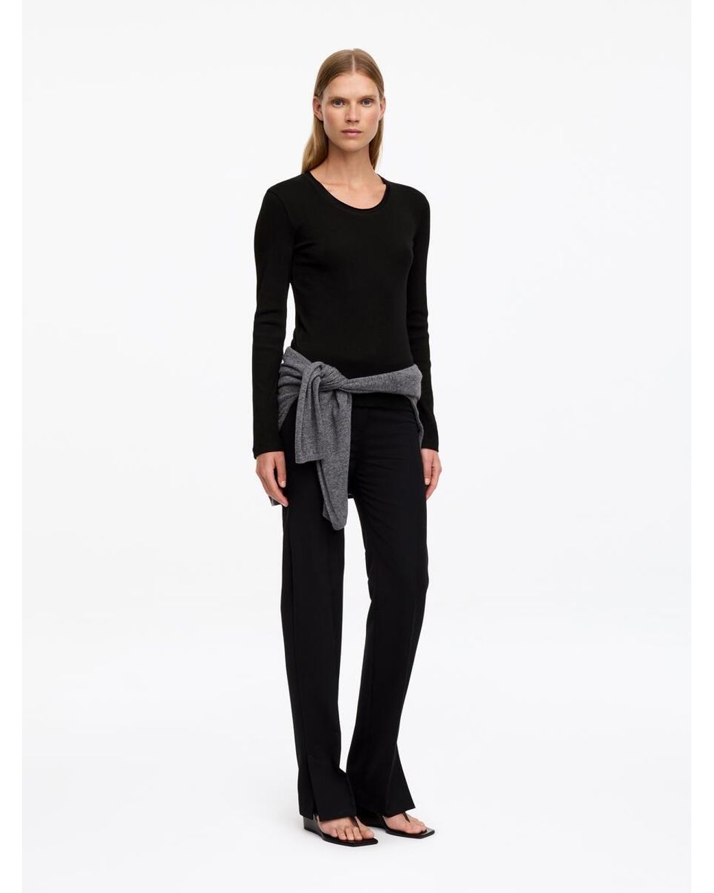 ARKET Black Rib Cotton Top