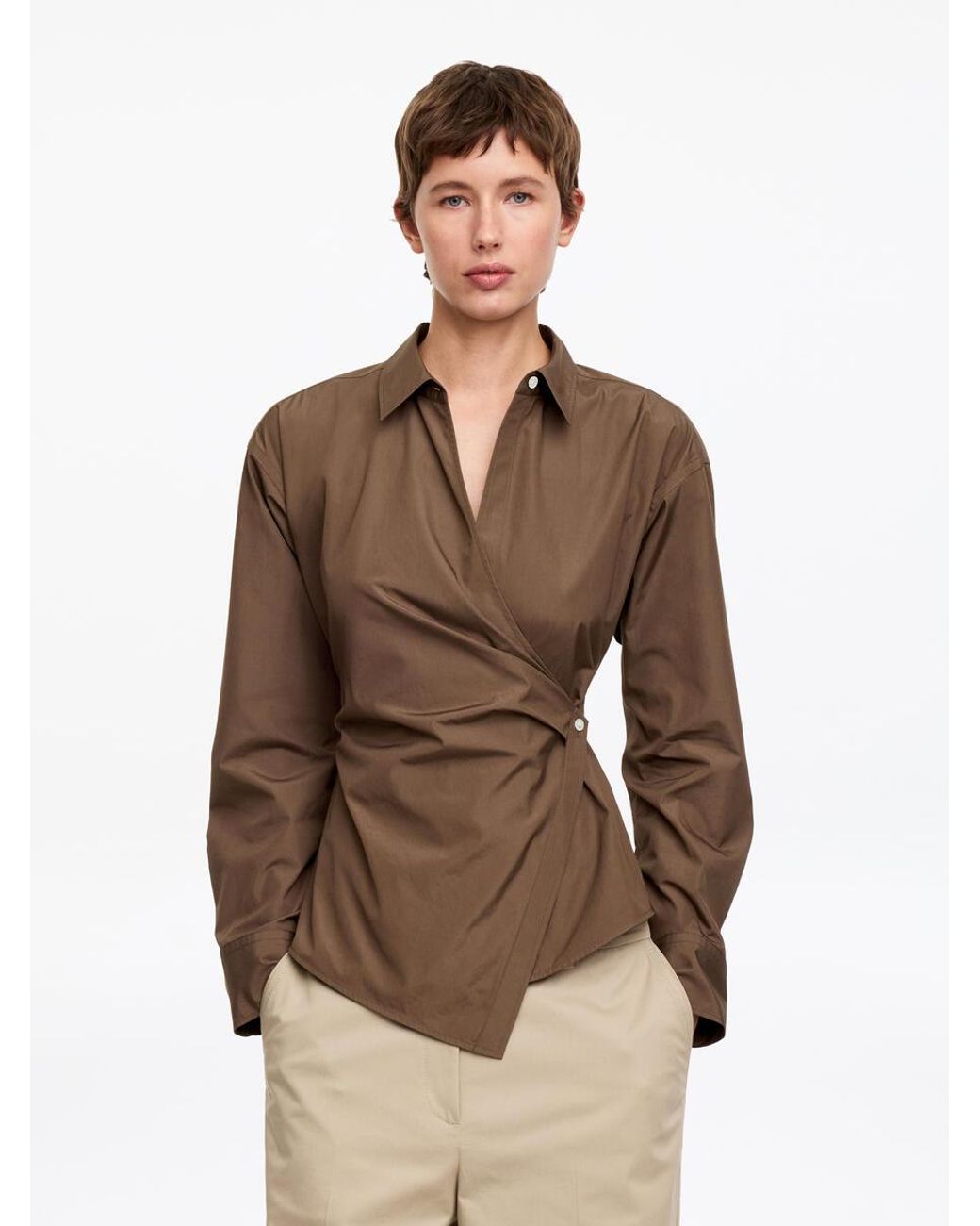 ARKET Brown Wrap Shirt