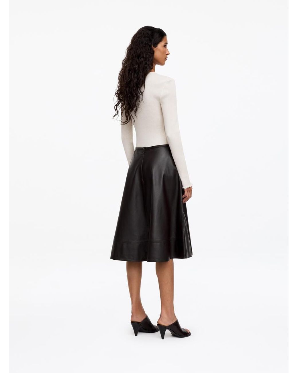 ARKET White A-Line Leather Skirt