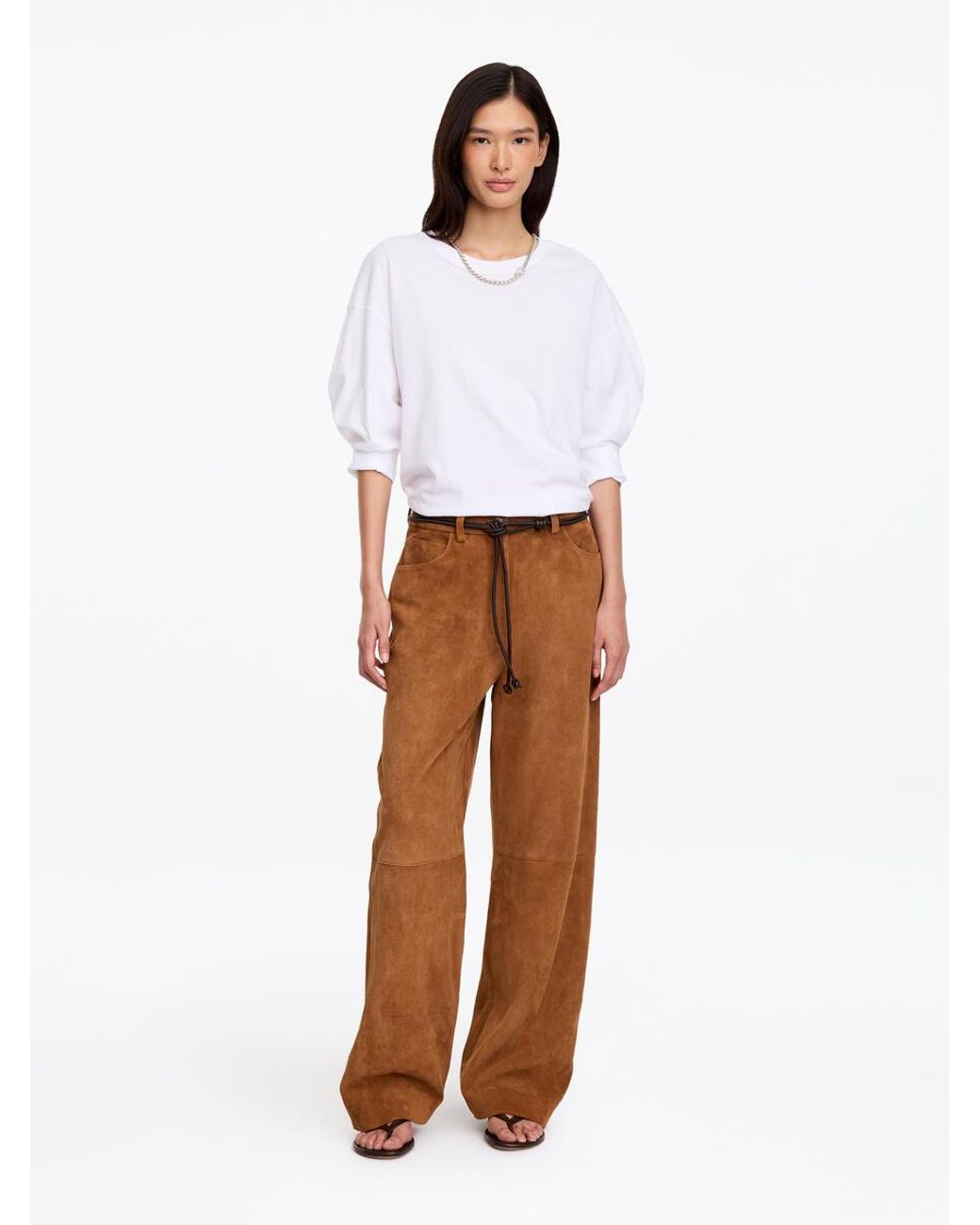 ARKET White Relaxed Suede Trousers