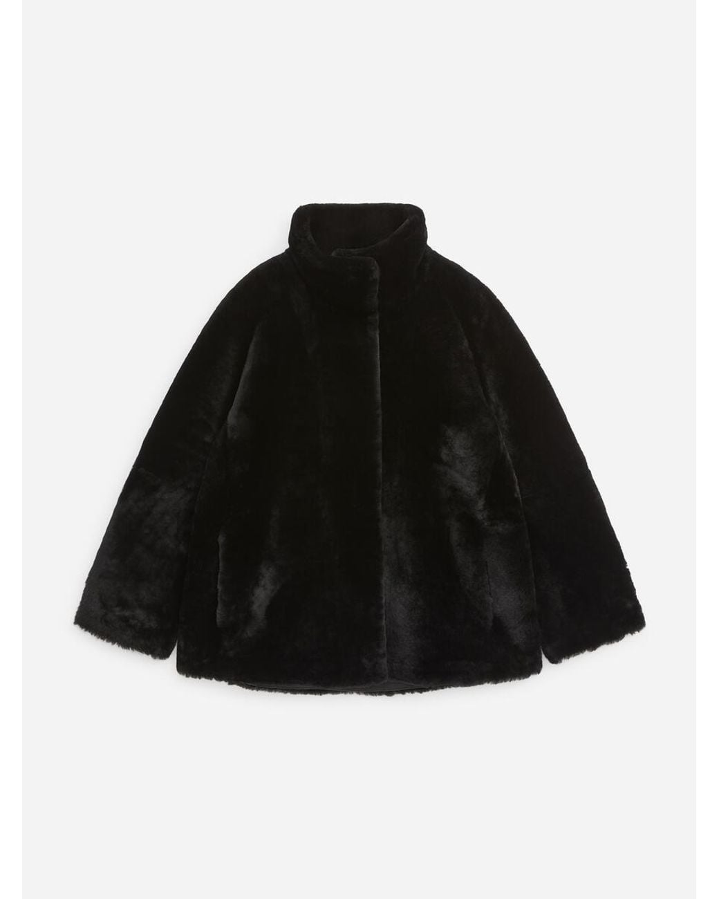 ARKET Black Relaxed Shearling Coat