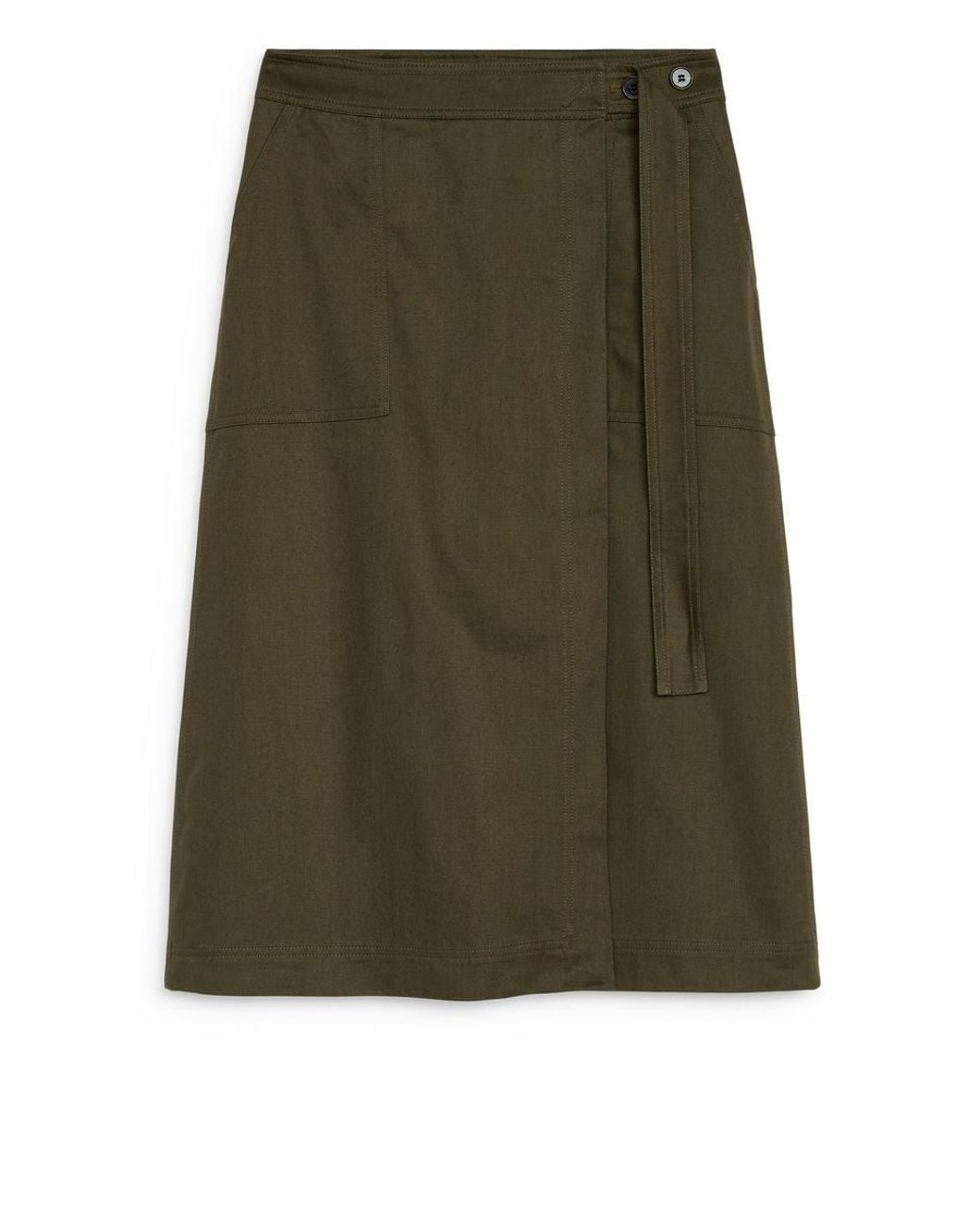 ARKET Green Cotton Wrap Skirt