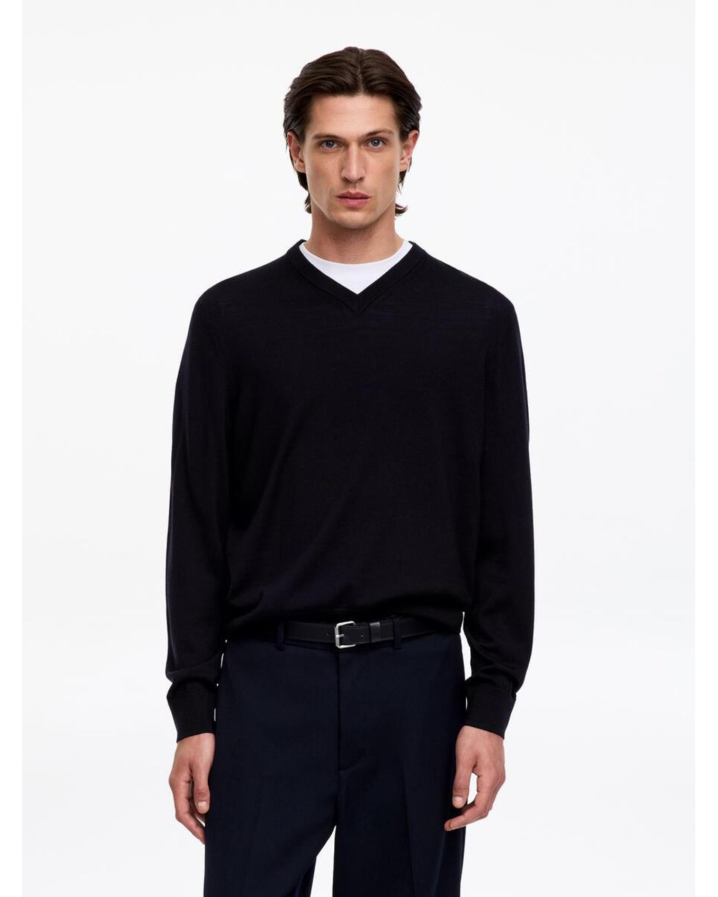 ARKET Blue Merino V-Neck Jumper for men