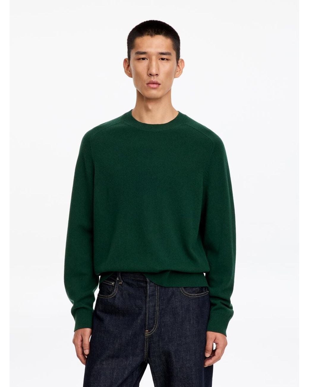 ARKET Green Fine-Knit Wool Jumper for men