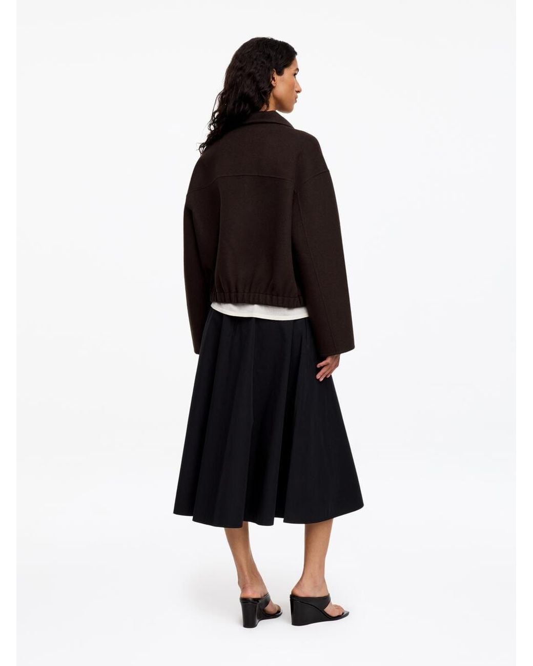 ARKET Black Wool-Blend Doublé Overshirt