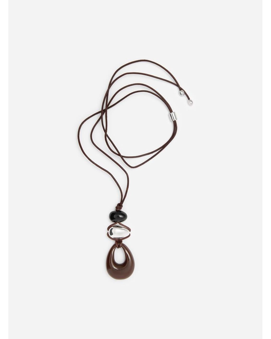ARKET Blue Bead Pendant Cord Necklace