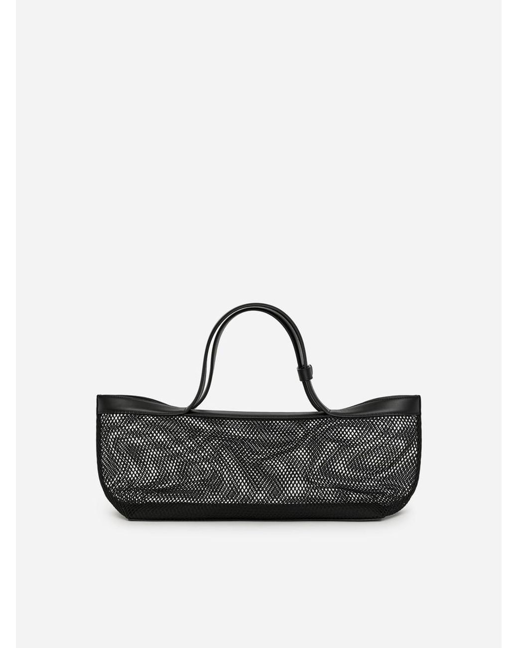 ARKET White Leather-Detail Mesh Tote Bag