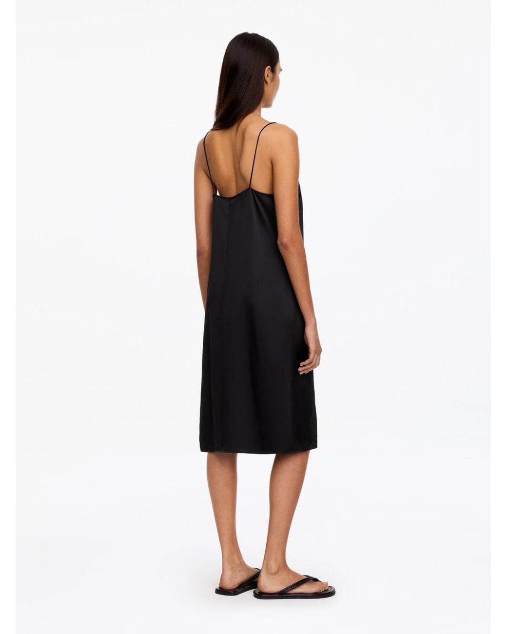 ARKET Black Silk Slip Dress
