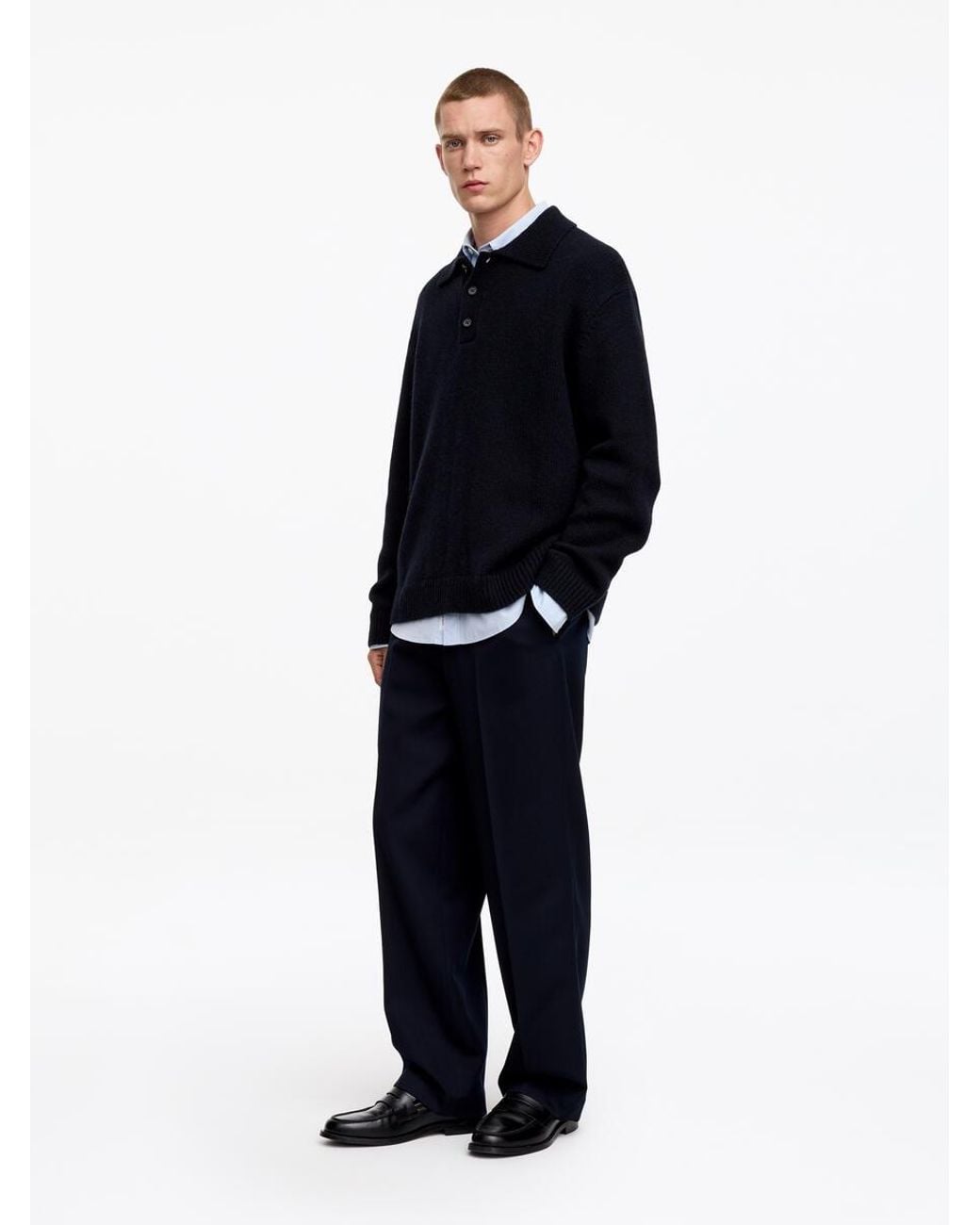 ARKET Blue Wool Polo Jumper for men