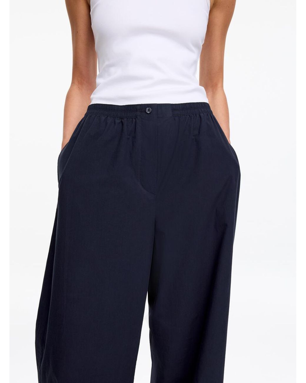 ARKET Blue Relaxed Cotton Trousers