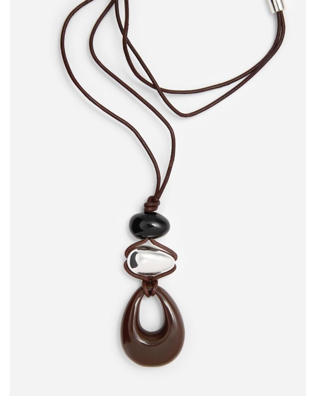 ARKET Blue Bead Pendant Cord Necklace