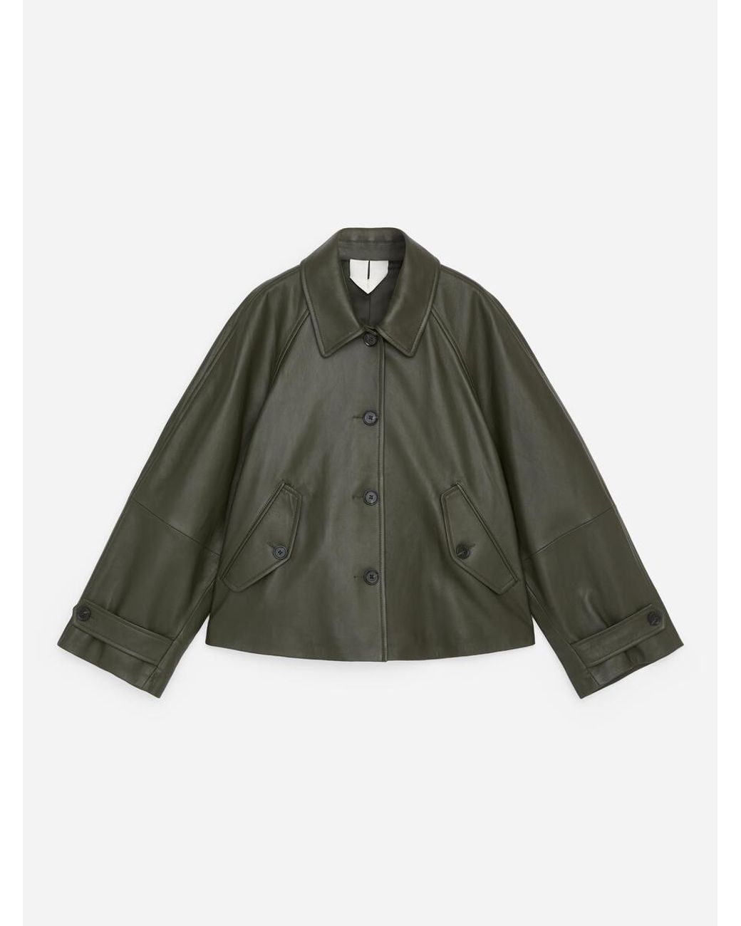 ARKET Black A-Line Leather Jacket