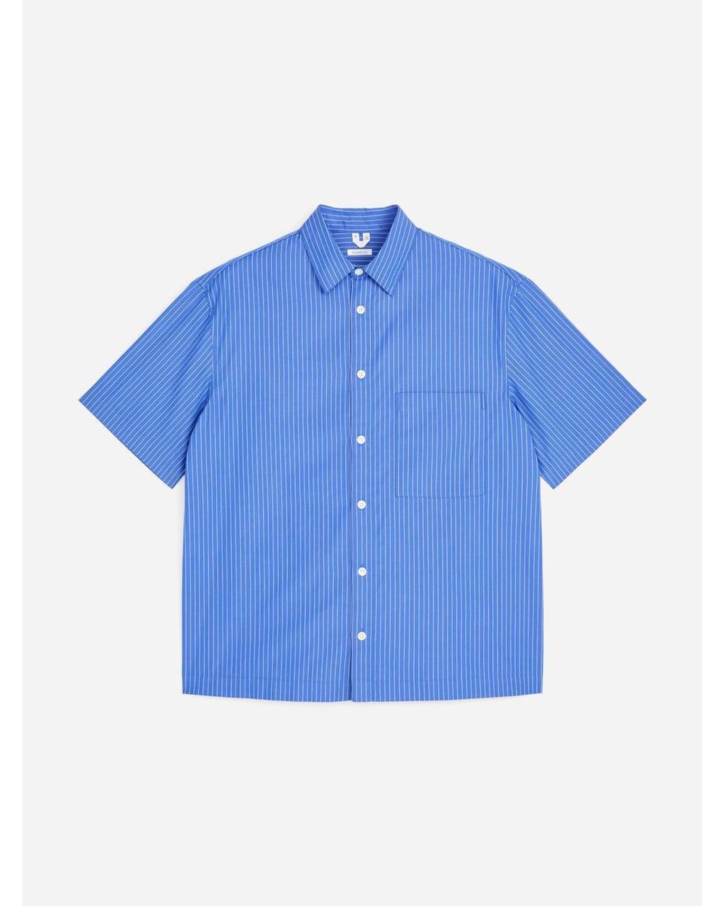 ARKET Blue Short-Sleeve Poplin Shirt for men