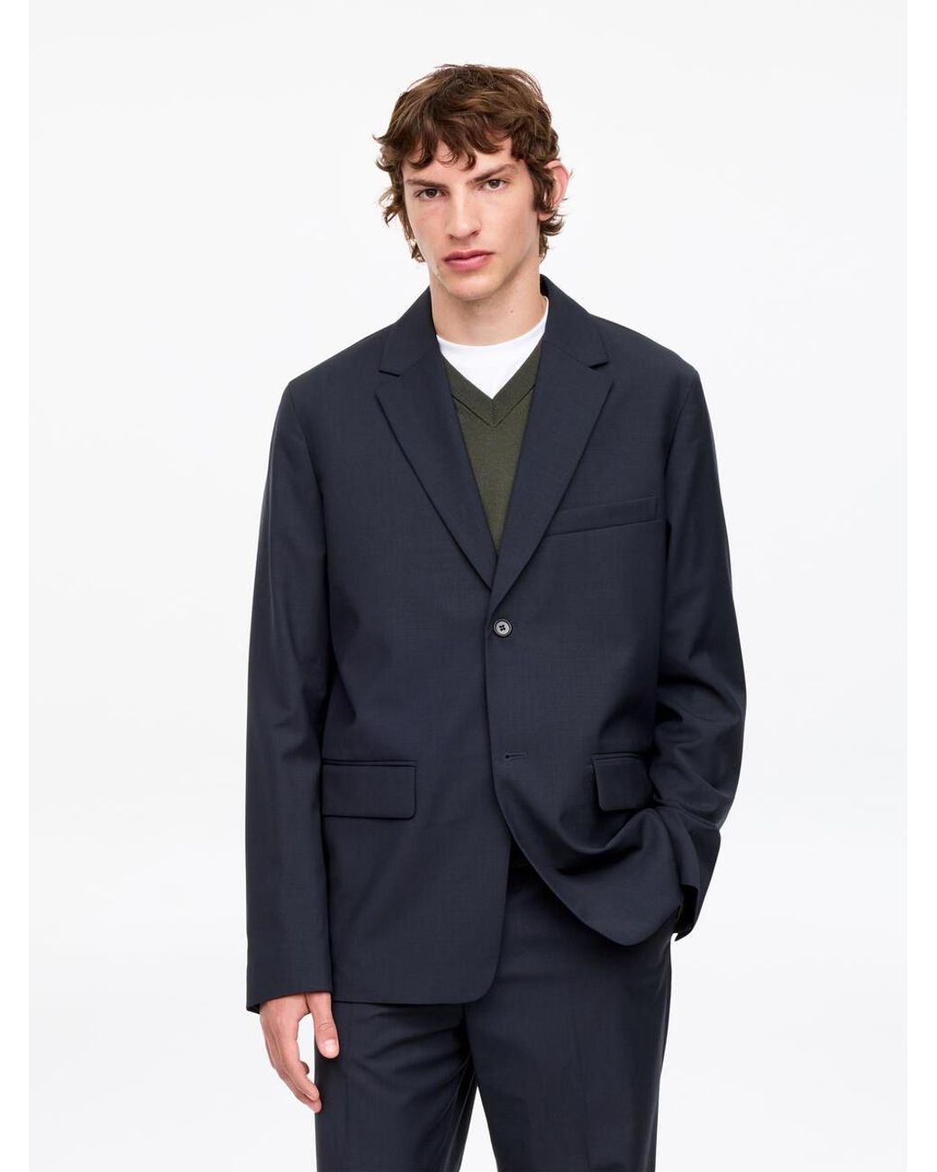 ARKET Blue Lightweight Wool Blazer for men