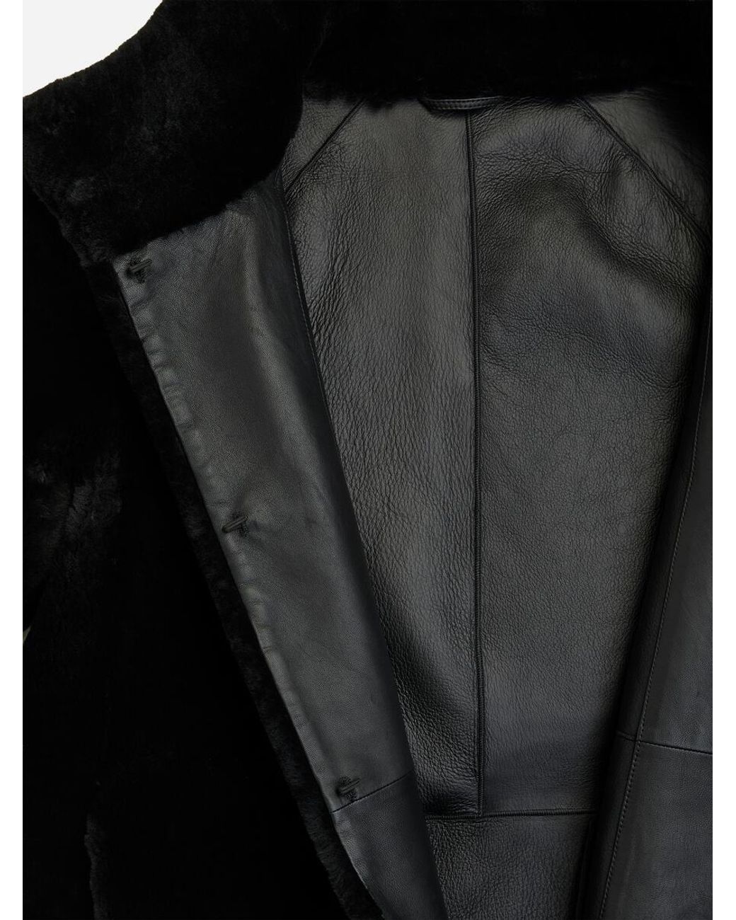 ARKET Black Relaxed Shearling Coat