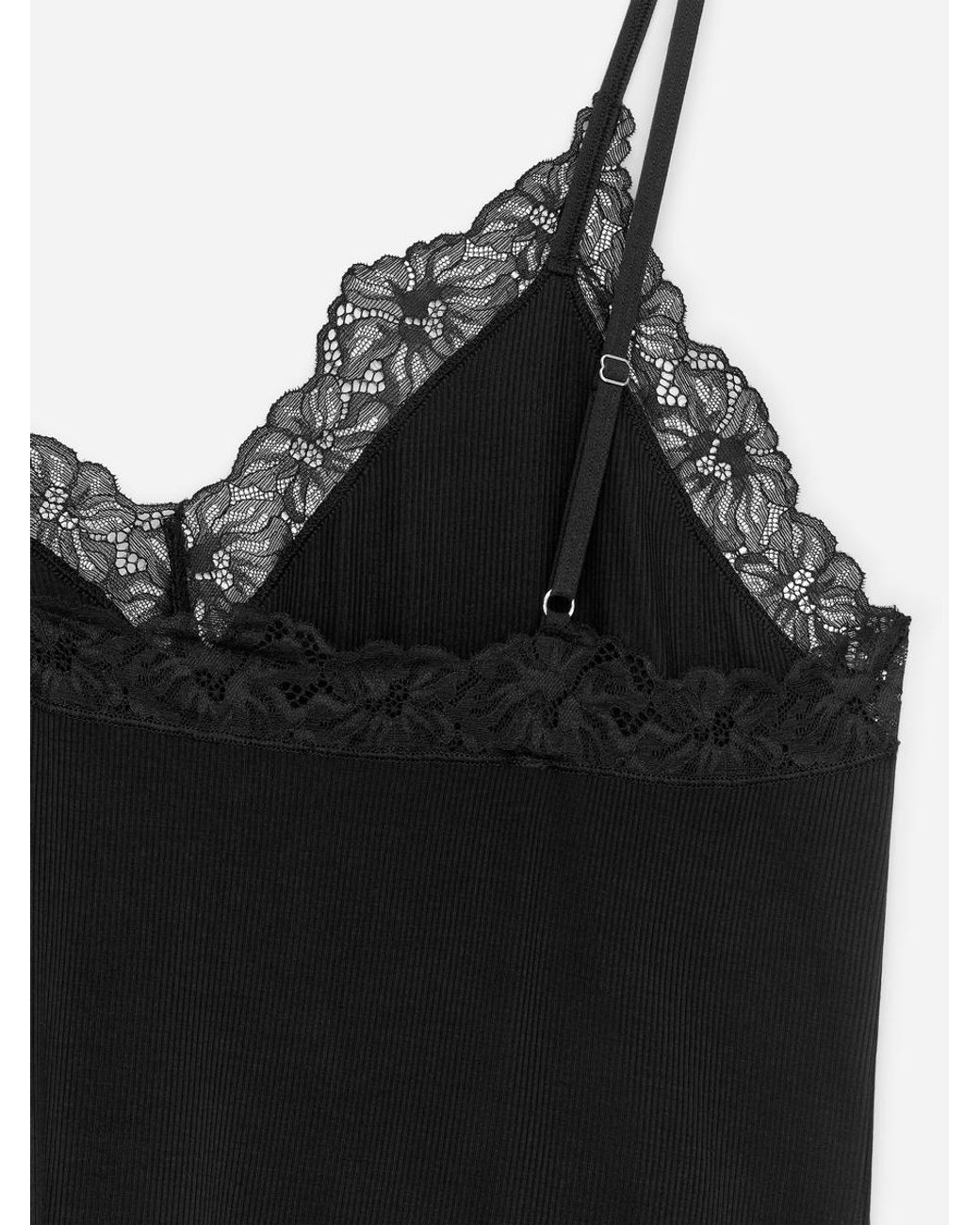 ARKET Black Lace-Detail Strap Top