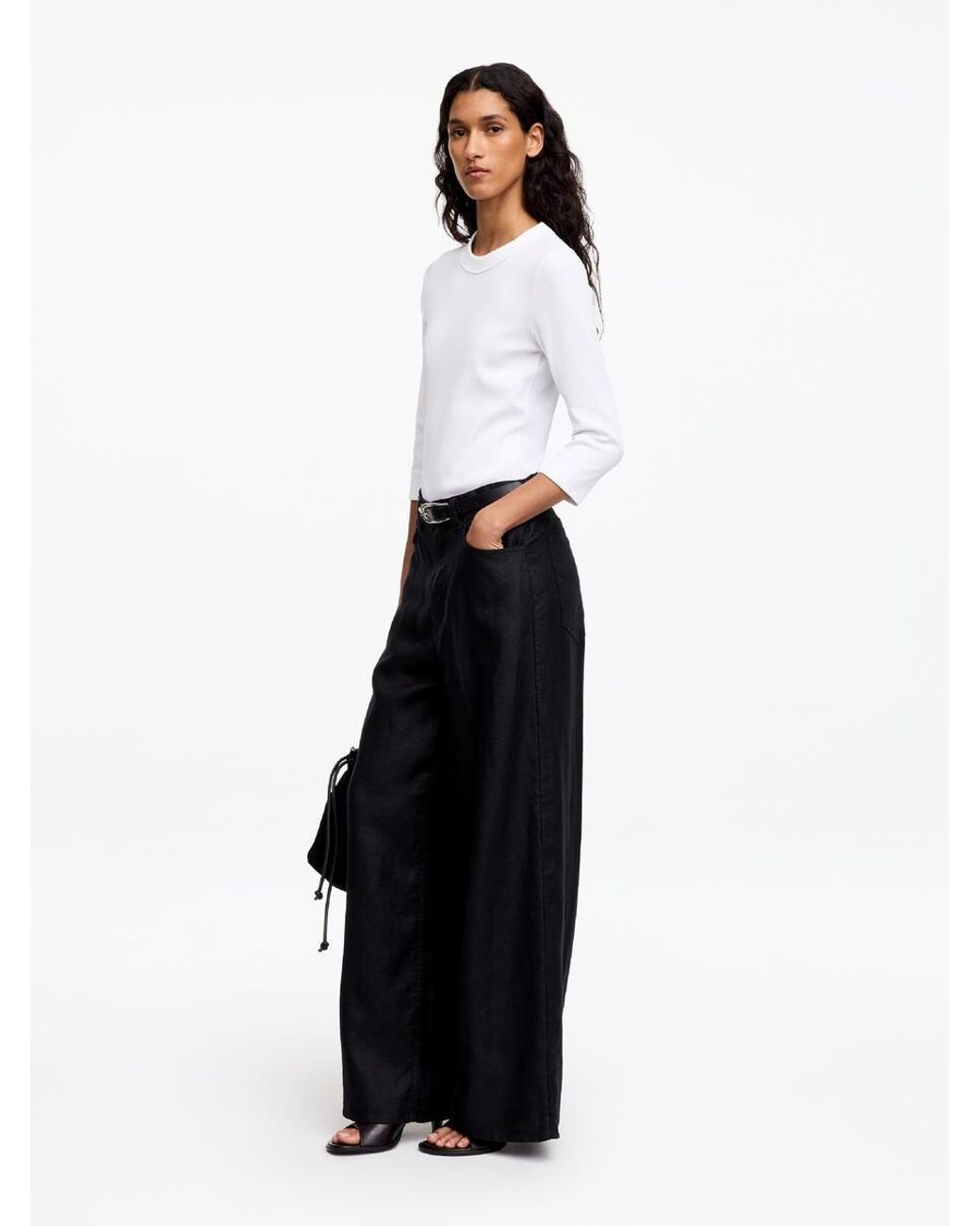 ARKET White Slim Crop-Sleeve Rib T-Shirt