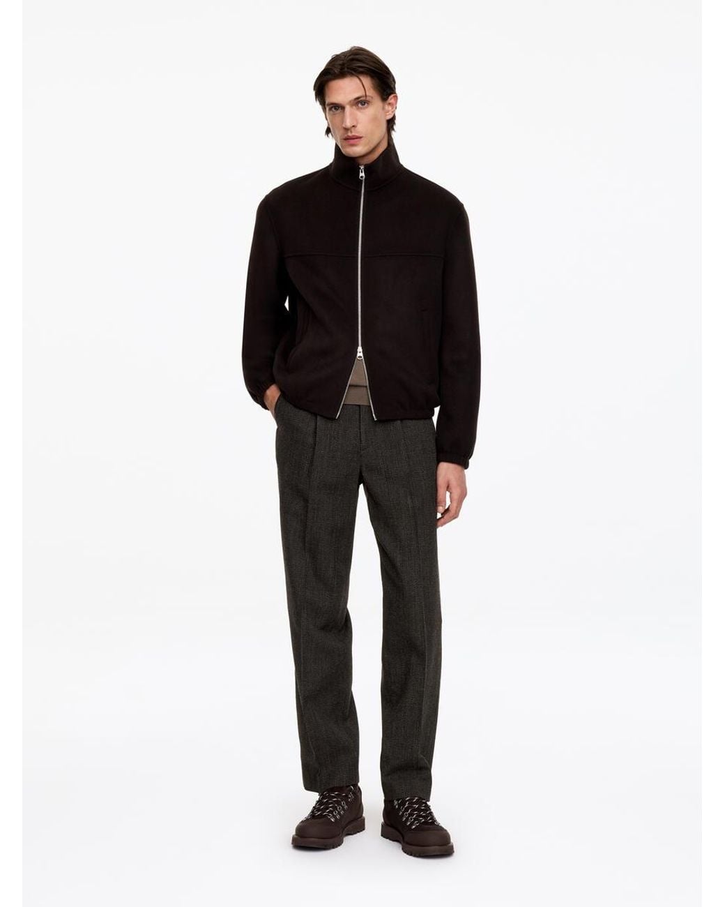 ARKET Black Wide Wool Trousers for men