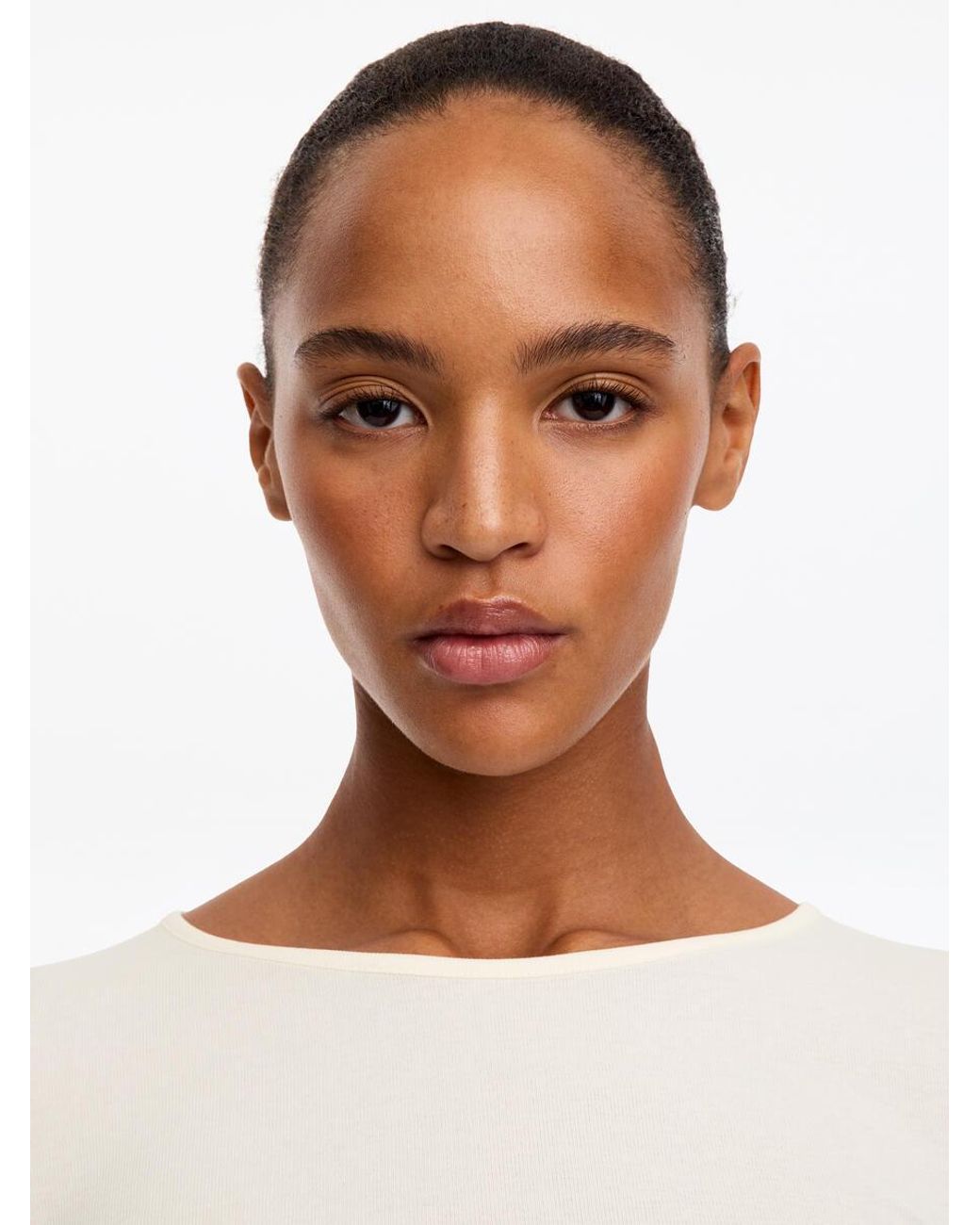 ARKET White Sheer Rib Long-Sleeve Top
