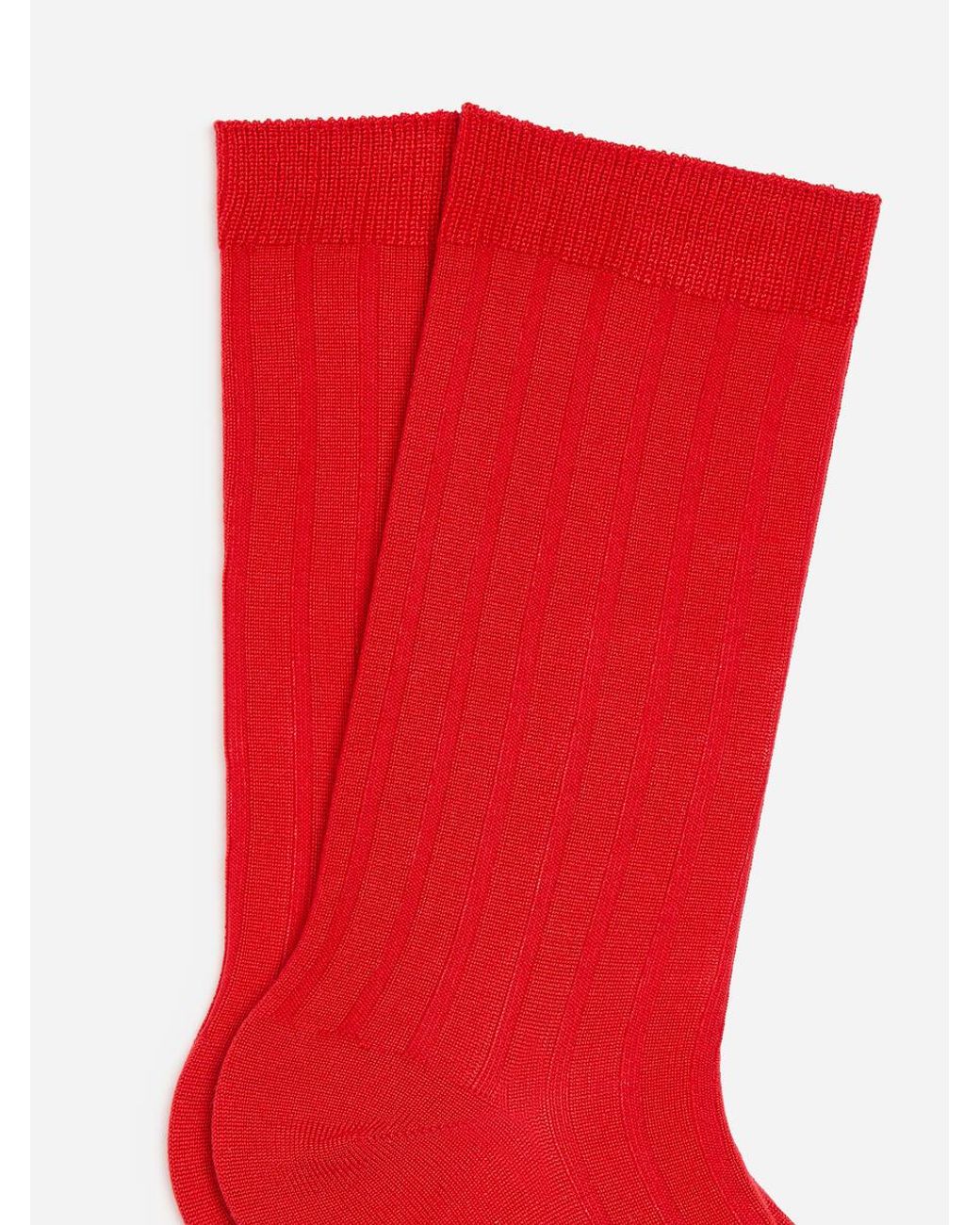 ARKET Red Ribbed Silk-Blend Socks