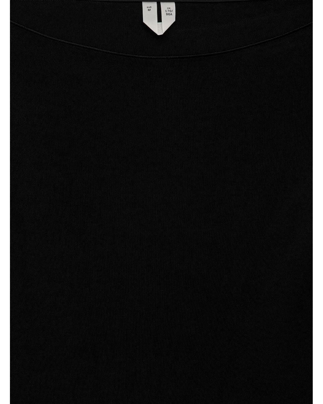 ARKET Black Satin Boat-Neck Top