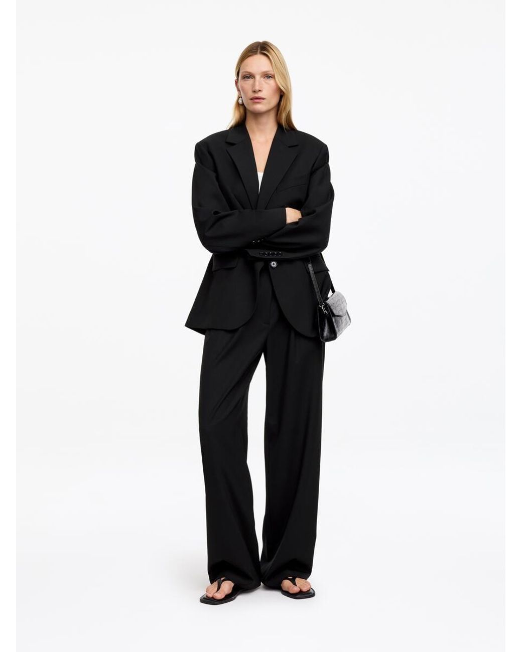 ARKET White Tailored Wool-Blend Trousers