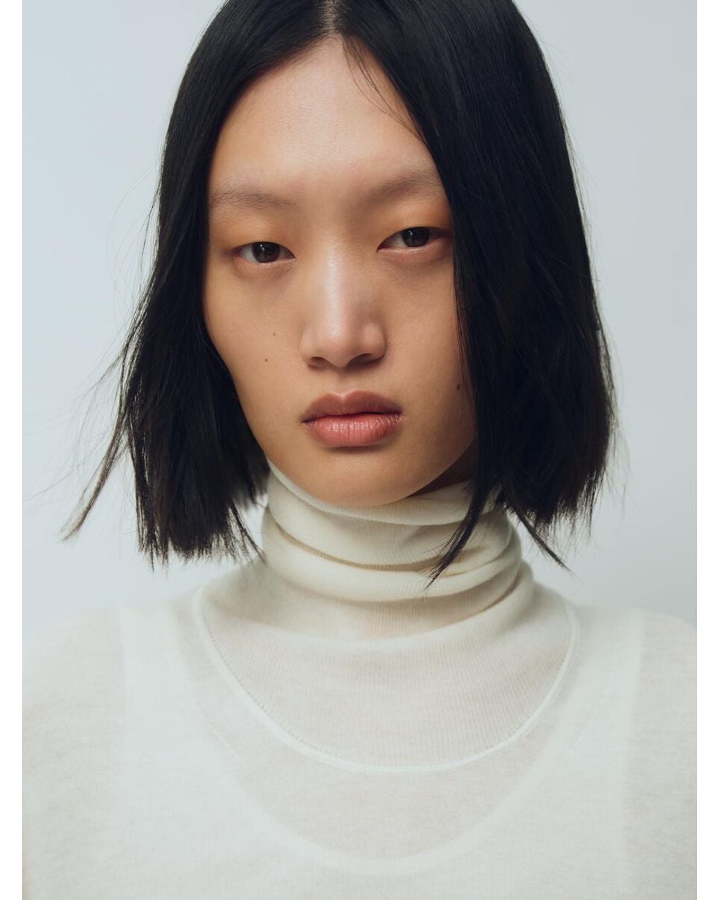 ARKET Natural Wool-Lyocell Roll-Neck Jumper