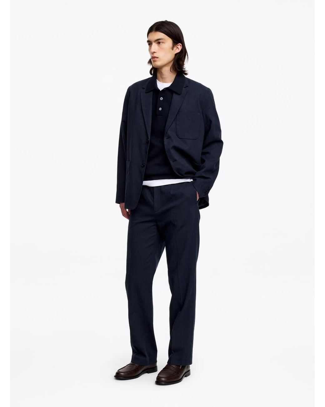 ARKET Blue Linen Blend Trousers for men