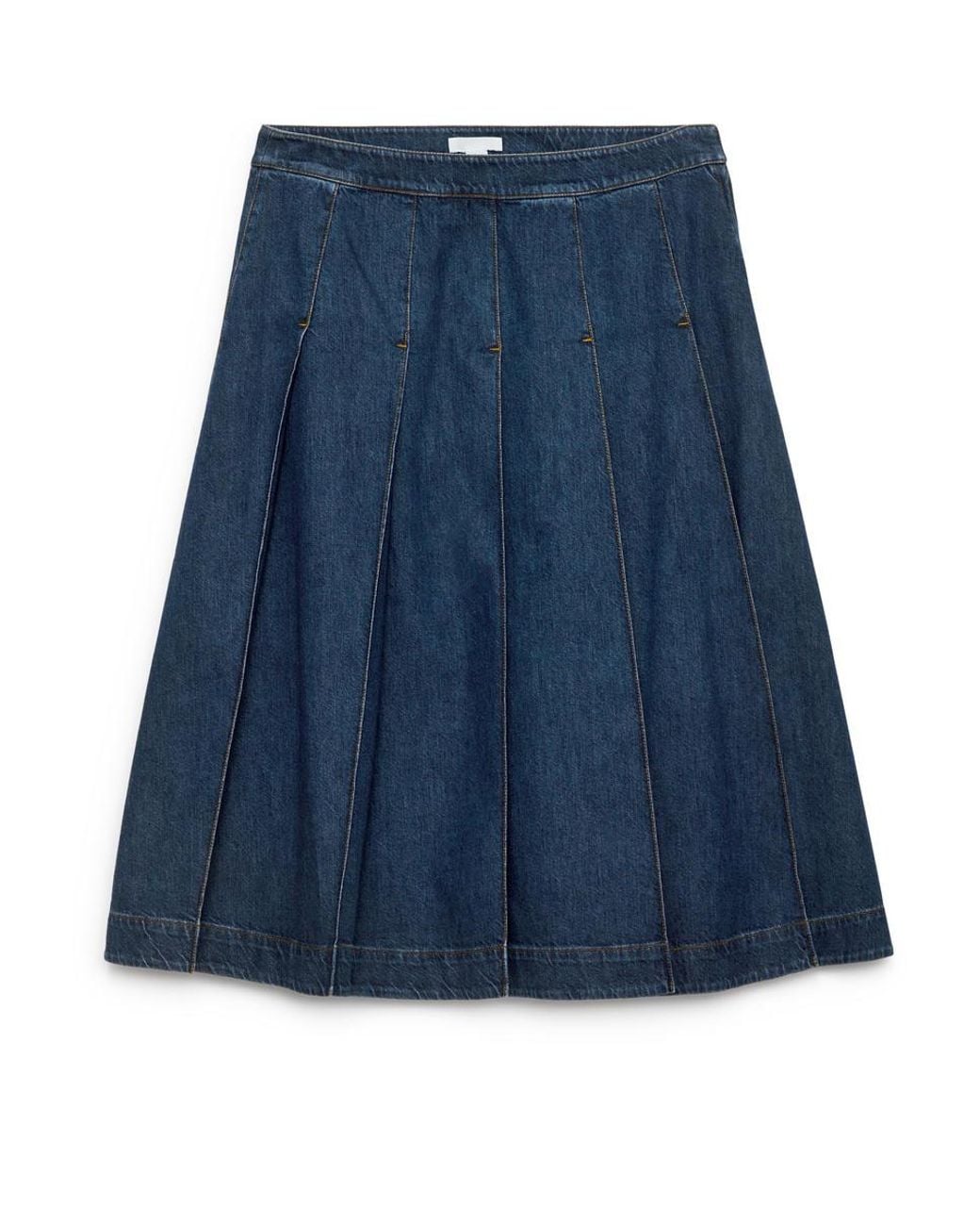 ARKET Blue Pleated Denim Skirt