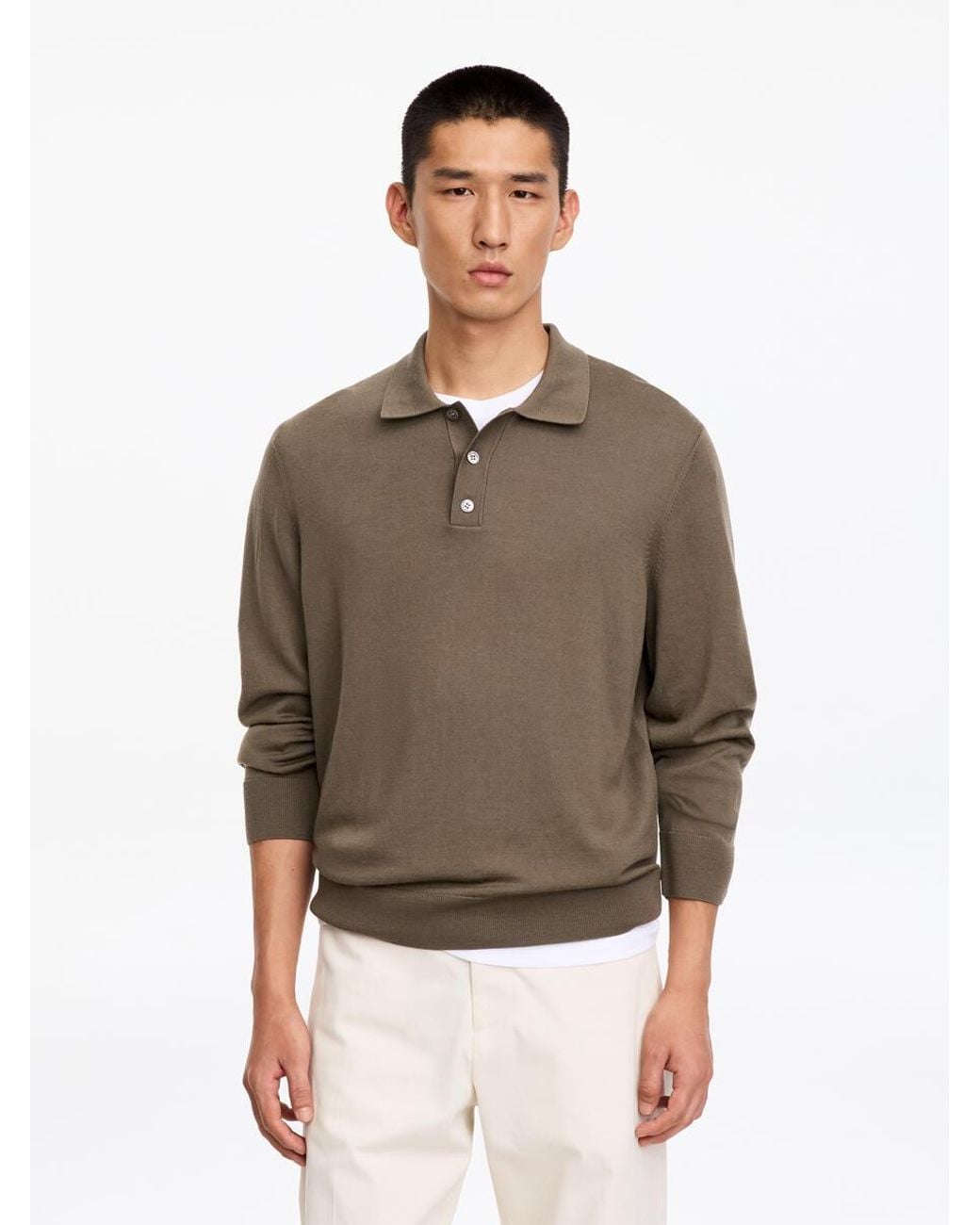 ARKET Brown Merino Polo Jumper for men
