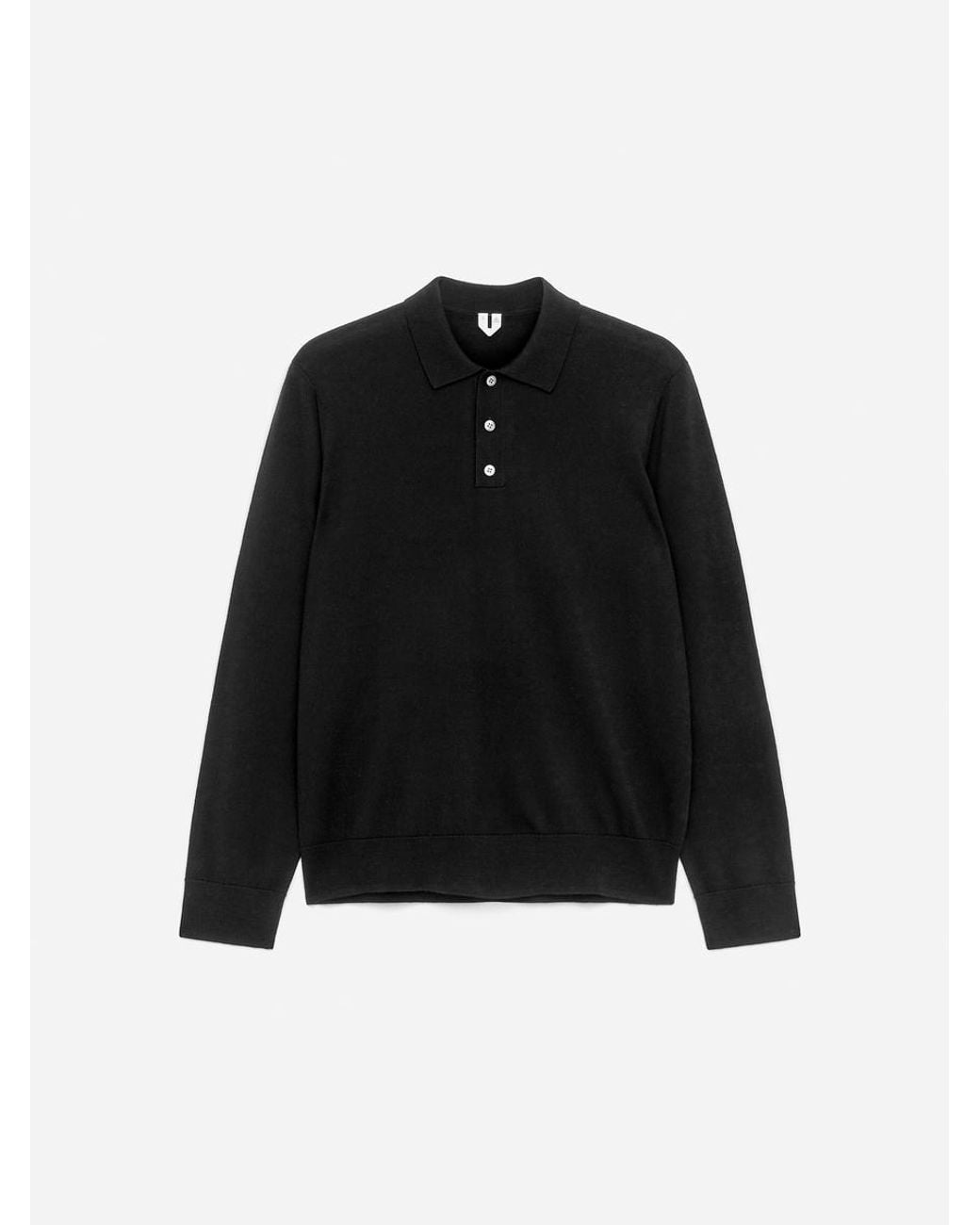 ARKET Black Merino Polo Jumper for men